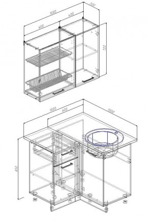 Кухонный гарнитур угловой Лада 1000х1000 (Стол. 38мм) в Троицке - troick.ok-mebel.com | фото 2