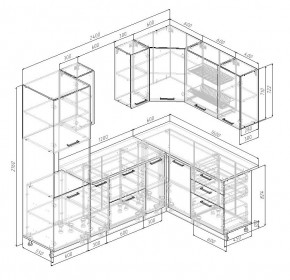 Кухонный гарнитур угловой Трансильвания 2400x1600 мм (Стол. 38 мм) в Троицке - troick.ok-mebel.com | фото 2