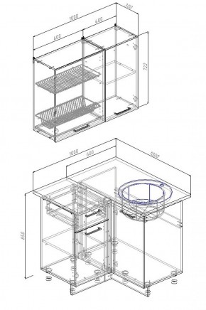 Кухонный гарнитур угловой Вегас 1000*1000 (Стол. 26мм) в Троицке - troick.ok-mebel.com | фото 2