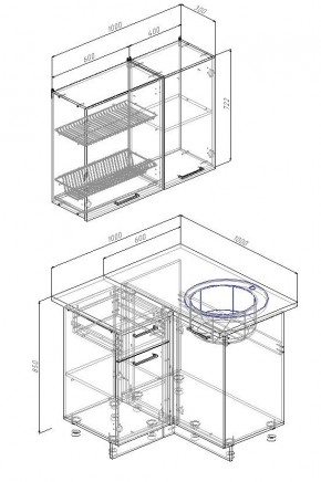 Кухонный гарнитур угловой Вегас 1000*1000 (Стол. 38мм) в Троицке - troick.ok-mebel.com | фото 2