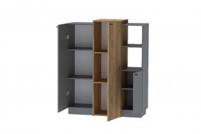 Квадро К-3 Комод 2дв (ЛДСП Графит/дуб крафт золотой) в Троицке - troick.ok-mebel.com | фото 2