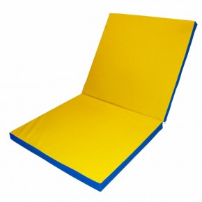 Мат гимнастический 2х1х0,1м складной цв. синий-желтый в Троицке - troick.ok-mebel.com | фото