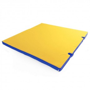 Мат гимнастический 1х1х0,08м с вырезом под стойки цв. синий-желтый в Троицке - troick.ok-mebel.com | фото 1
