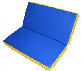 Мат гимнастический 1х1х0,08м складной цв. синий-желтый в Троицке - troick.ok-mebel.com | фото