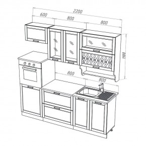 МИЛАНО Кухонный гарнитур 2,2 м Компоновка №3 (Орех) в Троицке - troick.ok-mebel.com | фото 2