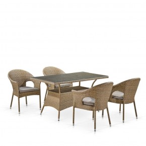 Обеденный комплект плетеной мебели T198B/Y79B-W56 Light Brown (4+1) в Троицке - troick.ok-mebel.com | фото
