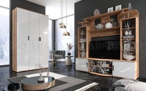 Пенал Виста (Белый глянец/Дуб крафт) в Троицке - troick.ok-mebel.com | фото 3
