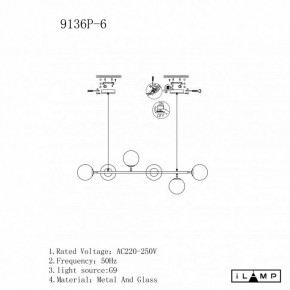 Подвесная люстра iLamp Golden 9136P/6 BK-WH в Троицке - troick.ok-mebel.com | фото 3