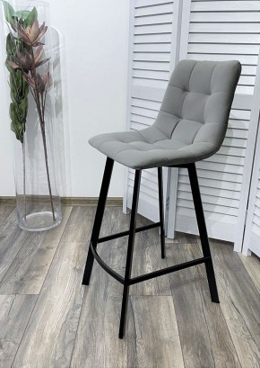 Полубарный стул CHILLI-QB SQUARE светло-серый #26, велюр / черный каркас (H=66cm) М-City в Троицке - troick.ok-mebel.com | фото 2