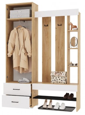 Прихожая Домино (Крафт золотой/Белый) в Троицке - troick.ok-mebel.com | фото 2