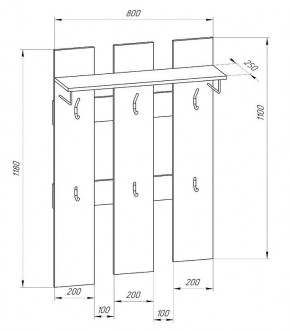 Прихожая-вешалка большая 800 в Троицке - troick.ok-mebel.com | фото 2