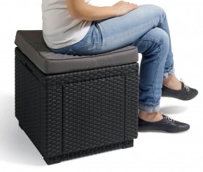 Пуфик Куб с подушкой (Cube with cushion) коричневый - серо-бежевый* в Троицке - troick.ok-mebel.com | фото 2