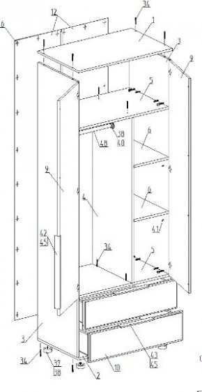 Шкаф 2-ств. с 2 ящиками "Лео" в Троицке - troick.ok-mebel.com | фото 2