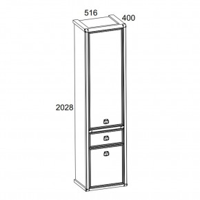 Шкаф 2D1S, MAGELLAN, цвет Сосна винтаж в Троицке - troick.ok-mebel.com | фото 2