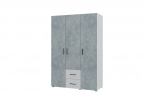 Шкаф 3-х створчатый с ящиками VICTOR (Белый-Бетон) в Троицке - troick.ok-mebel.com | фото