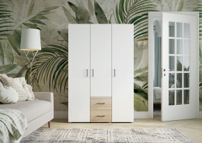 Шкаф 3-х створчатый с ящиками VICTOR (Сонома-Белый) в Троицке - troick.ok-mebel.com | фото 3