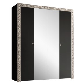 Шкаф 4-х дв. (с зеркалами)  Premium черная/серебро (ТФШ1/4(П) в Троицке - troick.ok-mebel.com | фото
