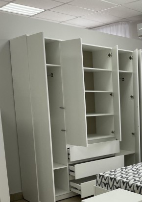 Шкаф 4-ств. с 3 ящиками "Бьянко" в Троицке - troick.ok-mebel.com | фото 2