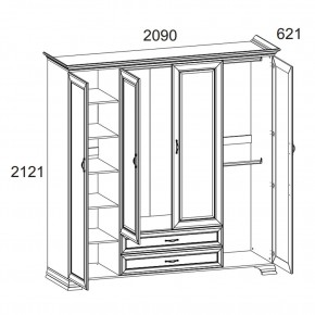 Шкаф 4D2S Z, TIFFANY, цвет вудлайн кремовый в Троицке - troick.ok-mebel.com | фото