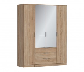 Шкаф 4х дверный с зеркалами Николь СБ-2595/1 (Дуб Сонома) в Троицке - troick.ok-mebel.com | фото