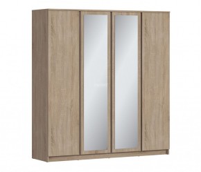 Шкаф 4х дверный с зеркалами Веста СБ-3082 (Дуб Сонома) в Троицке - troick.ok-mebel.com | фото