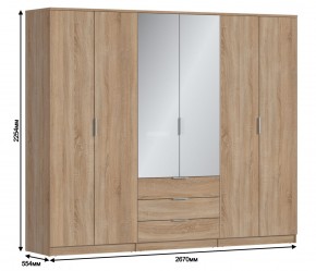 Шкаф 6-ти дверный Николь СБ-2593/1 (Дуб Сонома) в Троицке - troick.ok-mebel.com | фото 3