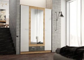 Шкаф Адель 1600 (дуб вотан/белый глянец) в Троицке - troick.ok-mebel.com | фото