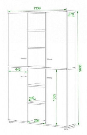 Шкаф книжный Домино ПУ-40-5 в Троицке - troick.ok-mebel.com | фото 2