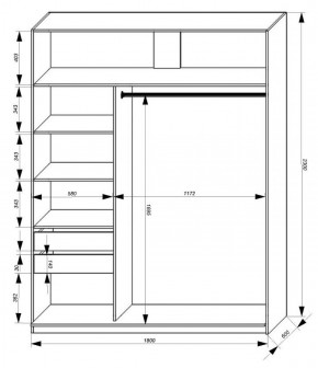 Шкаф-купе 1800 серии SOFT D1+D3+B2+PL1 (2 ящика+1штанга) профиль «Графит» в Троицке - troick.ok-mebel.com | фото 3