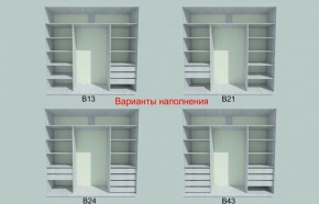 Шкаф-купе 1950 серии SILVER S3+S1+S3Z B22+PL2 (по 2 ящика лев/прав+1штанга+1 полка) профиль «Серебро» в Троицке - troick.ok-mebel.com | фото 5