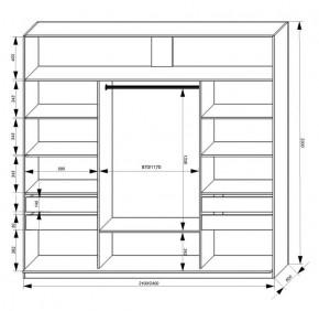 Шкаф-купе 2100 серии SOFT D2+D7+D3+B22+PL2 (по 2 ящика лев/прав+1штанга+1полка) профиль «Графит» в Троицке - troick.ok-mebel.com | фото 3