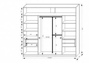 Шкаф-купе 2150 серии NEW CLASSIC K4+K4+K4+B22+PL4(по 2 ящика лев/прав+F обр.штанга) профиль «Капучино» в Троицке - troick.ok-mebel.com | фото 3