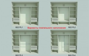 Шкаф-купе 2450 серии NEW CLASSIC K6Z+K1+K6+B22+PL2 (по 2 ящика лев/прав+1 штанга+1 полка) профиль «Капучино» в Троицке - troick.ok-mebel.com | фото 6