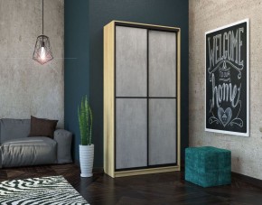 Шкаф-купе Лофт 1200 Шк12-60 фасад МДФ бетон + (Дуб Сонома) в Троицке - troick.ok-mebel.com | фото