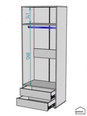 Шкаф Linnea MHR-2-3 2050х800х510 (Графит-М 11.1.25) в Троицке - troick.ok-mebel.com | фото 3