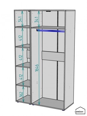 Шкаф Linnea MHR-3PO-1 2050х1200х510 (Белый-М 11.1.2) в Троицке - troick.ok-mebel.com | фото 3