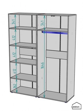 Шкаф Linnea MHR-4-1 2050х1600х510 (Белый-М 11.1.2) в Троицке - troick.ok-mebel.com | фото 3