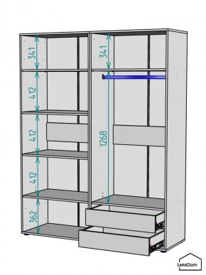 Шкаф Linnea MHR-4-2 2050х1600х510 (ДВ-М 11.1.25) в Троицке - troick.ok-mebel.com | фото 3