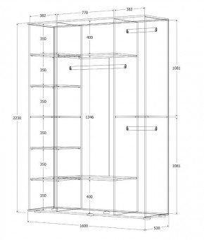 Шкаф Норден 1600 (Дуб Крафт Белый) в Троицке - troick.ok-mebel.com | фото 3