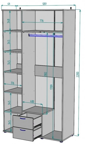 Шкаф Ольга H54 в Троицке - troick.ok-mebel.com | фото 2