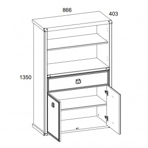 Шкаф открытый 2D1S, MAGELLAN, цвет Сосна винтаж в Троицке - troick.ok-mebel.com | фото 3