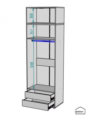 Шкаф с антресолью Linnea MHR-2A-3 2450х800х510 (Графит-М 11.1.25) в Троицке - troick.ok-mebel.com | фото 3
