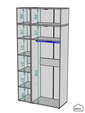 Шкаф с антресолью Linnea MHR-3A-1 2450х1200х510 (Графит-М 11.1.25) в Троицке - troick.ok-mebel.com | фото 3