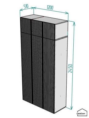 Шкаф с антресолью Linnea MHR-3POA-1 2450х1200х510 (Белый-М 11.1.2) в Троицке - troick.ok-mebel.com | фото 2