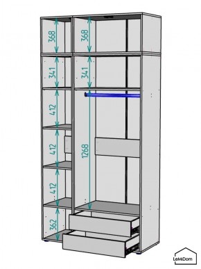 Шкаф с антресолью Linnea MHR-3POA-2 2450х1200х510 (Белый-М 11.1.1) в Троицке - troick.ok-mebel.com | фото 3