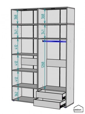 Шкаф с антресолью Linnea MHR-4A-2 2450х1600х510 (Графит-М 11.1.25) в Троицке - troick.ok-mebel.com | фото 3