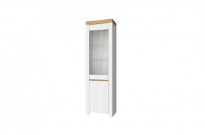 Шкаф с витриной  1V1D, TAURUS, цвет белый/дуб вотан в Троицке - troick.ok-mebel.com | фото 1