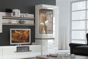 Шкаф с витриной 3D/TYP 01L, LINATE ,цвет белый/сонома трюфель в Троицке - troick.ok-mebel.com | фото 6