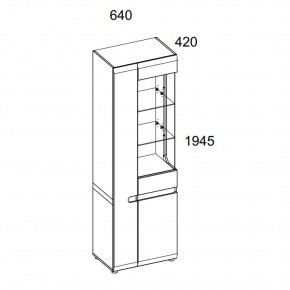 Шкаф с витриной 3D/TYP 01P, LINATE ,цвет белый/сонома трюфель в Троицке - troick.ok-mebel.com | фото 2