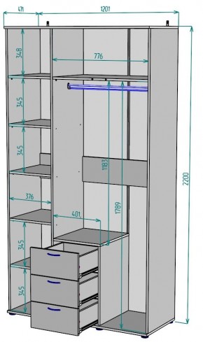 Шкаф с зеркалом Ольга H57_M в Троицке - troick.ok-mebel.com | фото 2